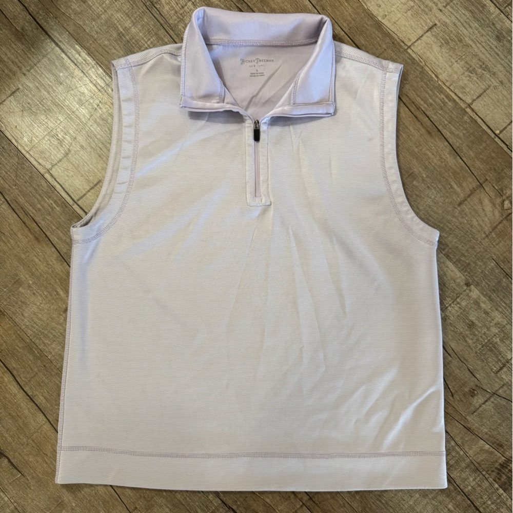 Hickey Freeman Men’s Large Vest‎ Performance Fabric Purple Stripe 1/4 Zip